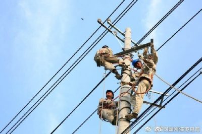 改造鹿灣變10千伏蔣莊105線路，原老舊線路全部更換為240絕緣導(dǎo)線