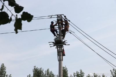 東阿縣供電公司新架設(shè)電桿5基、絕緣導(dǎo)線1000米