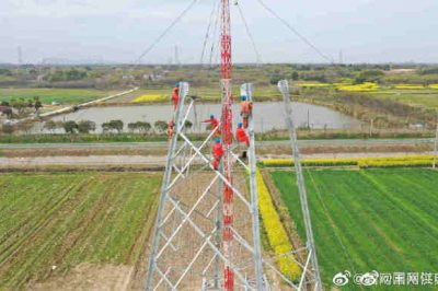 常州金壇區(qū)薛埠鎮(zhèn)洮湖-方麓110千伏線路施工現場