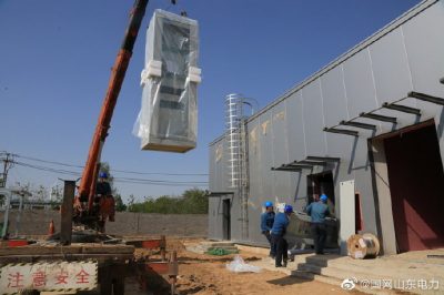 夏津縣供電公司35千伏田莊變電站建設(shè)現(xiàn)場(chǎng)