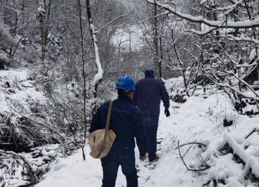 冒雪搶修，只為盡早恢復(fù)供電